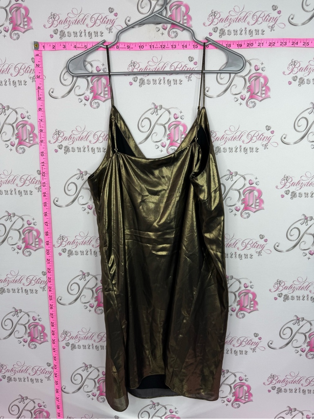 Wilfred shiny dress sexy Metallic Gold Slip Chemise - Picture 2 of 9